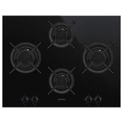 Smeg PV664LCNX Dolce Stil Novo Gas Hob, Black/Stainless Steel